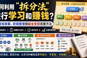 (20022期)付费文章:如何利用“拆分法”进行学习和賺钱?从目标拆解、时间管理到副业变现完整方法