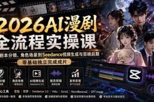 （20042期）2026AI漫剧全流程实操课：从剧本分镜、角色场景到Seedance视频生成与剪映后期，零基础独立完成成片