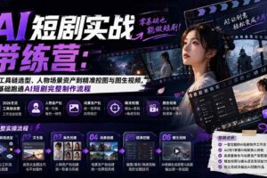 （20064期）AI短剧实战训练营：从工具链选型、人物场景资产到精准控图与图生视频，零基础跑通AI短剧完整制作流程