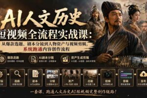 （20074期）AI人文历史短视频全流程实战课：从爆款选题、剧本分镜到人物资产与视频剪辑，系统跑通内容创作流程