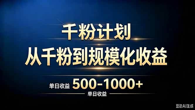 （20078期）抖音千粉账号计划，从千粉到规模化收益 500-1000+单日收益
