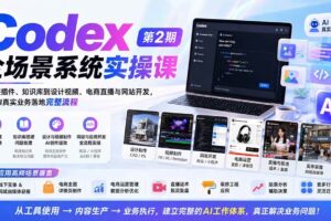 （20089期）Codex全场景系统实操课-第2期：从安装插件、知识库到设计视频、电商直播与网站开发，掌握AI真实业务落地完整流程