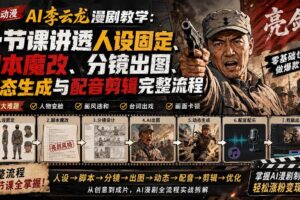 （20107期）呆呆动漫AI李云龙漫剧教学：一节课讲透人设固定、脚本魔改、分镜出图、动态生成与配音剪辑完整流程