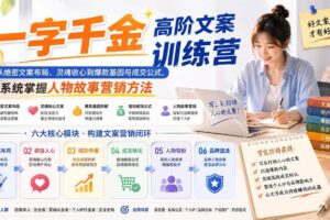 （20127期）一字千金高阶文案训练营：从绝密文案布局、灵魂收心到爆款基因与成交公式，系统掌握人物故事营销方法