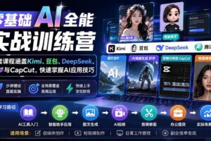 (20134期)零基础AI全能实战训练营:9套课程涵盖Kimi、豆包、DeepSeek、即梦与CapCut,快速掌握AI应用技巧