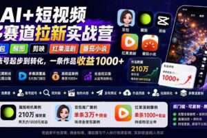 （20142期）AI+短视频多赛道拉新实战营：豆包+醒图+剪映+红果漫剧+番茄小说，从账号起步到转化，一条作品收益1000+