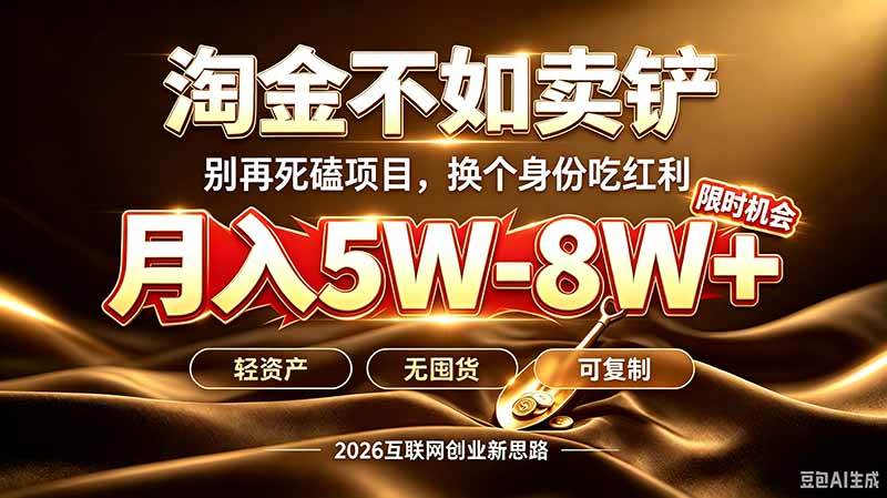 （20152期）别再傻乎乎埋头跑项目！互联网真正赚钱逻辑：做卖铲人，拒绝当韭菜，逆风翻盘月入5‑8W+