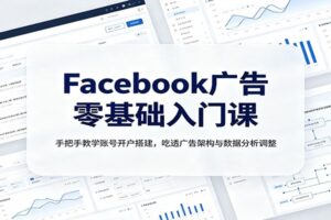 Facebook广告零基础入门课：手把手教学账号开户搭建，吃透广告架构与数据分析调整