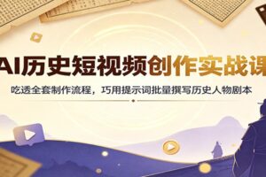 AI历史短视频创作实战课：吃透全套制作流程，巧用提示词批量撰写历史人物剧本
