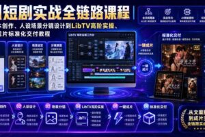 AI短剧实战全链路课程｜从脚本创作、人设场景分镜设计到LibTV高阶实操、一键成片标准化交付教程
