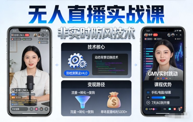 宝子哥无人直播实战课，非实时防风技术，聚焦抖音快手等平台直播带货，轻松开启直播变现之路（更新2026年08月06日）