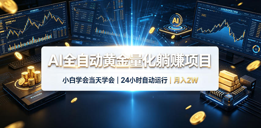 AI全自动黄金量化躺賺项目，小白学会当天学会，24小时自动运行，月入2W！【揭秘】