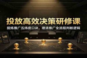 投放高效决策研修课：提炼推广五纬度口诀，理清推广全流程判断逻辑