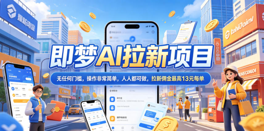 2026年即梦AI拉新项目最新玩法，无任何门槛，操作非常简单，人人都可做，拉新佣金最高13米每单（更新08月07日）