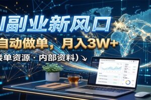 AI副业新风口，AI自动做单，月入3W+，附接单资源