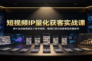短视频IP量化获客实战课：用十台设备搭建五十账号矩阵，精准打造引流接单型流量账号