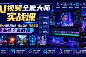 AI视频全能大师实战课｜全赛道AI短视频制作、特效创作、场景变现零基础全套教程