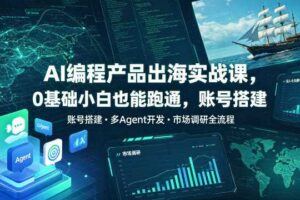 AI编程产品出海实战课，0基础小白也能跑通，账号搭建・多Agent开发・市场调研全流程，月入千刀跨境变现教程（更新）