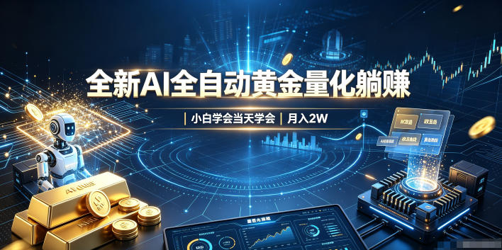 全新AI全自动黄金量化躺賺：小白学会当天学会，月入2W！【揭秘】