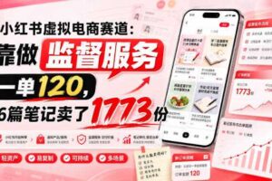 小红书虚拟电商赛道：靠做监督服务，一单120，76篇笔记卖了1773份