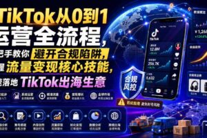 TikTok从0到1运营全流程，手把手教你避开合规陷阱，掌握流量变现核心技能，快速落地TikTok出海生意（更新8月）