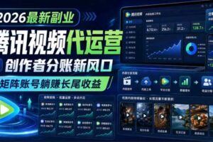 2026最新副业之腾讯视频代运营：创作者分账新风口，矩阵账号躺賺长尾收益【揭秘】