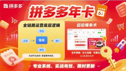 拼多多年卡，拼多多全链路运营底层逻辑，超级爆单术【更新26年8月】