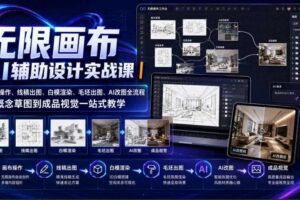 无限画布AI辅助设计实战课|画布操作、线稿出图、白模渲染、毛坯出图、AI改图全流程,从概念草图到成品视觉一站式教学