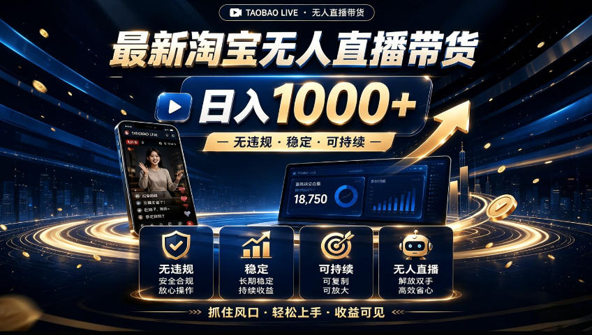 2026淘宝无人直播15.0，独家新技术，不用露脸、不用熬夜，自动直播自动出单，25小时卖17W【揭秘】