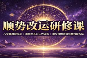 顺势改运研修课：八字喜用神核心，破除补五行三大误区，得令得地得势完整判断方法