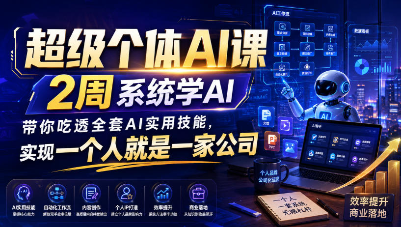 超级个体AI课，2周系统学AI，带你吃透全套AI实用技能，实现一个人就是一家公司（更新0818）