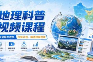 地理科普视频课程，某大佬倾力教学，伙伴计划、精选独家收益