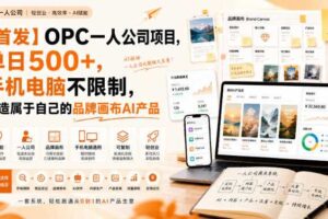 【首发】OPC一人公司项目，单日500+，手机电脑不限制，打造属于自己的品牌画布AI产品，收费陪跑【揭秘】