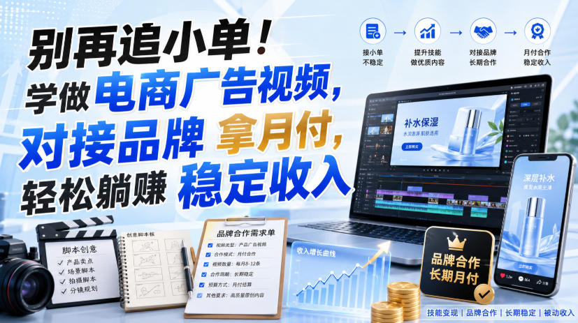 别再追小单！学做电商广告视频，对接品牌拿月付，轻松躺賺稳定收入【原创双语字幕】