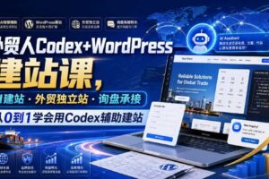 外贸人Codex+WordPress建站课，AI建站·外贸独立站·询盘承接，从0到1学会用Codex辅助建站（更新0821）