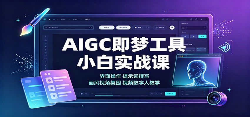 AIGC即梦工具小白实战课：界面操作，提示词撰写，画风视角氛围视频数字人教学