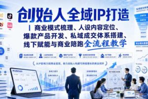 创始人全域IP打造｜商业模式梳理、人设内容定位、爆款产品开发、私域成交体系搭建、线下赋能与商业陪跑全流程教学