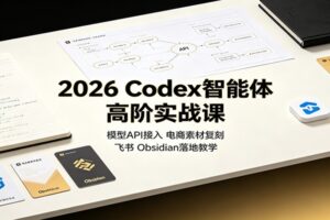 2026 Codex智能体高阶实战课：模型API接入，电商素材复刻，飞书Obsidian落地教学