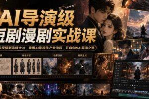 AI导演级短剧漫剧实战课，从单条视频到连续大片，掌握AI影视生产全流程，开启你的AI导演之路!