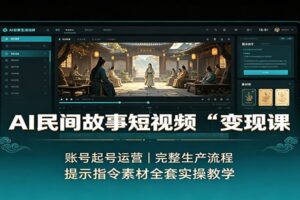 AI民间故事短视频变现课：账号起号运营，完整生产流程，提示指令素材全套实操教学