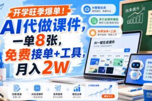 开学旺季爆单！AI代做课件，一单8张，免费接单+工具，月入2W【揭秘】