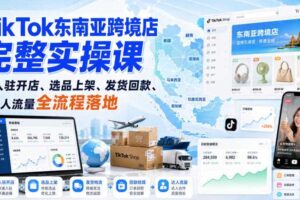 TikTok东南亚跨境店完整实操课｜入驻开店、选品上架、发货回款、达人流量全流程落地
