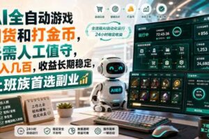 AI全自动游戏扫货和打金币，无需人工值守，日入几百，收益长期稳定，上班族首选副业【揭秘】