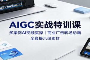 AIGC实战特训课：多案例AI视频实操，商业广告转场动画，全套提示词素材