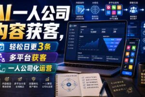 AI一人公司内容获客，轻松日更3条，多平台获客，一人公司化运营（更新0827）