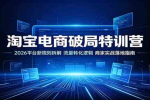 淘宝电商破局特训营：2026平台新规则拆解，流量转化逻辑，商家实战落地指南