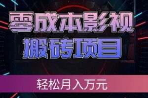 零成本影视搬砖项目，普通人利用空闲时间就能做，轻松月入万元!