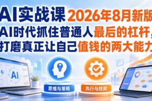 AI实战课2026年8月新版，AI时代抓住普通人最后的杠杆，打磨真正让自己值钱的两大能力