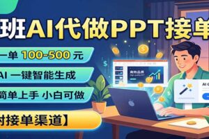 下班AI代做PPT接单，一单100-500，AI一键生成，小白也能做，附接单渠道