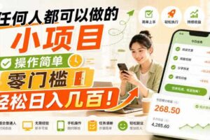任何人都可以做的小项目：操作简单，零门槛轻松日入几百！【揭秘】